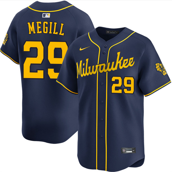 Milwaukee Brewers #29 Trevor Megill Navy Alternate Limited Stitched Jersey - Zenithce