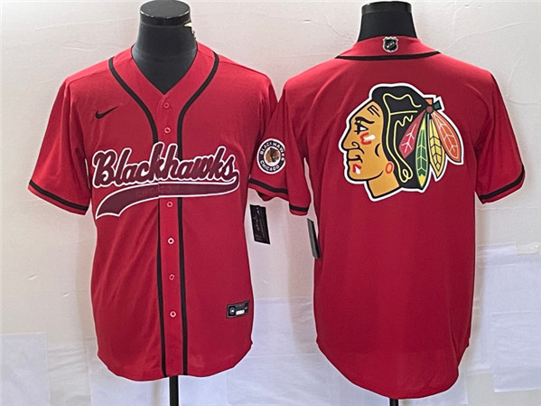 Chicago Blackhawks Red Team Big Logo Cool Base Stitched Jersey - Zenithce
