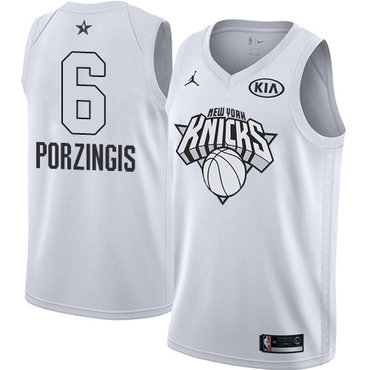 Knicks #6 Kristaps Porzingis White Jordan Swingman 2018 All-Star Game Jersey - Zenithce