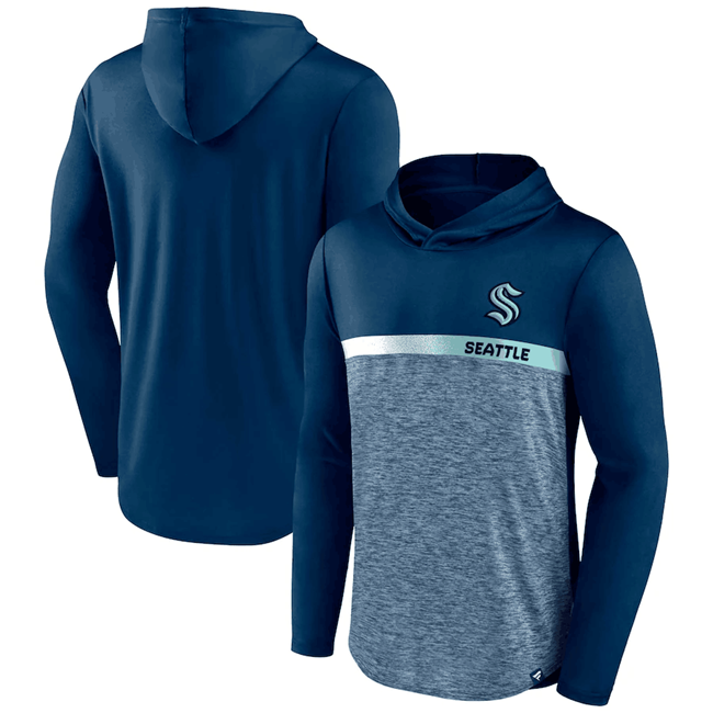 Seattle Kraken Deep Sea Blue Podium Defender Pullover Hoodie - Zenithce