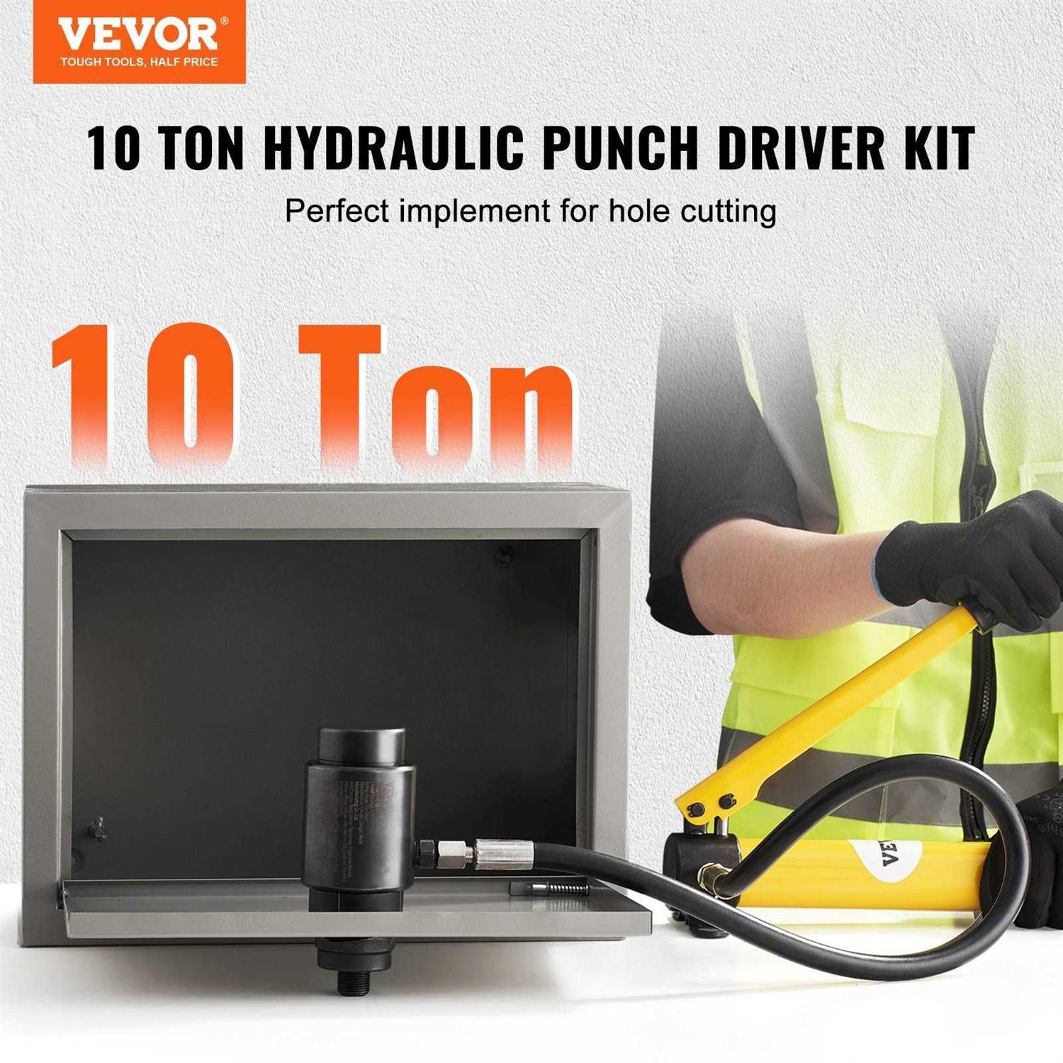 VEVOR 10 Ton Hydraulic Knockout Punch Driver Kit Hole Tool 1/2 - Zenithce