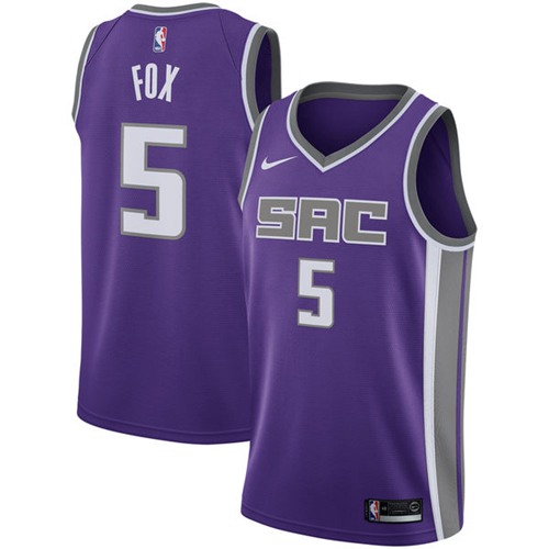 Sacramento Kings #5 De'Aaron Fox Purple Swingman Icon Edition Jersey - Zenithce