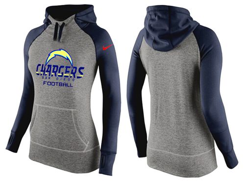 Women's Nike San Diego Chargers Performance Hoodie Grey   Dark Blue - Zenithce