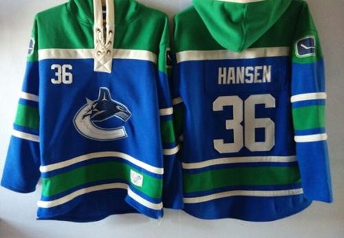 Canucks #36 Jannik Hansen Blue Sawyer Hooded Sweatshirt Stitched Jersey - Zenithce