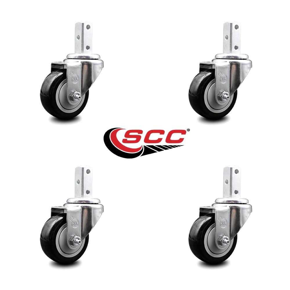 Swivel Square Stem Caster Set 4 w/3.5 x 1.25 Wheel - Zenithce