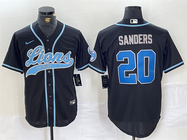 Detroit Lions #20 Barry Sanders Black Cool Base Stitched Jersey - Zenithce