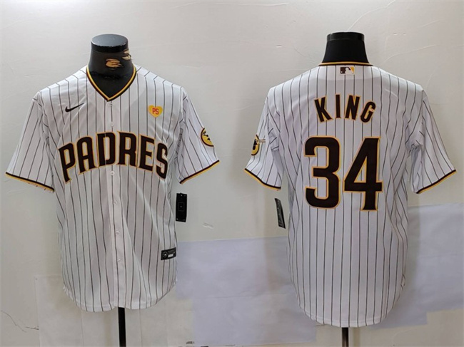 San Diego Padres #34 Michael King White With PS Patch Cool Base Stitched Jersey - Zenithce