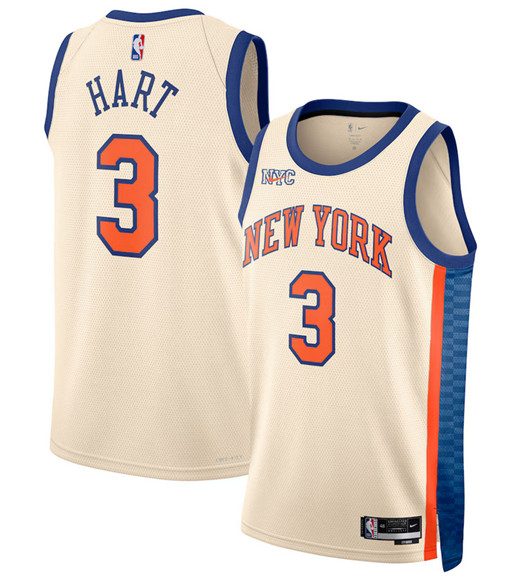 New Yok Knicks #3 Josh Hart Cream 2025-26 City Edition Swingman Stitched Jersey - Zenithce