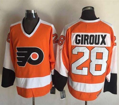 Flyers #28 Claude Giroux Orange CCM Throwback Stitched Jersey - Zenithce