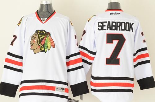 Blackhawks #7 Brent Seabrook White Stitched Jersey - Zenithce