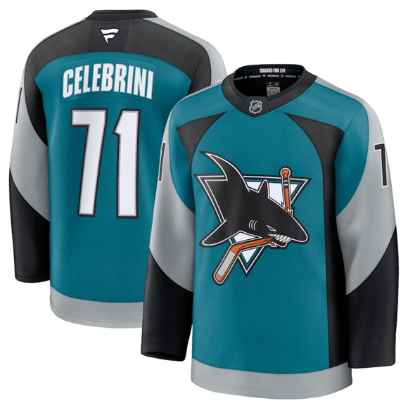 San Jose Sharks #71 Macklin Celebrini Teal 2025 Alternate Stitched Jersey - Zenithce
