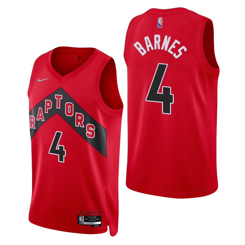Toronto Raptors #4 Scottie Barnes 2021-22 75th Anniversary Diamond Icon Edition Red Swingman Jersey - Zenithce