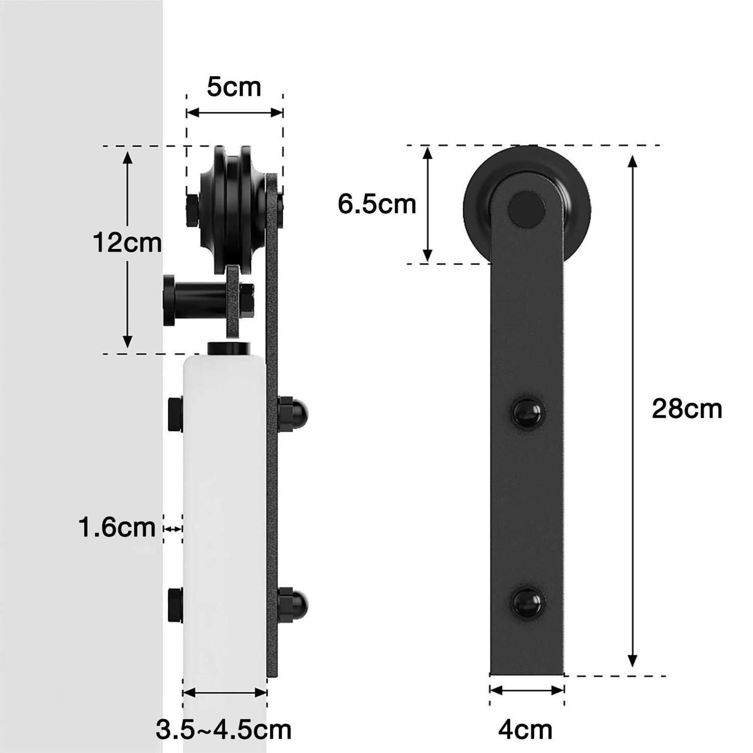 WINSOON 5/6/8/10/12/13/15/16FT Black Straight Design Sliding Roller Barn Single Wood Door Hardware Closet Track Kit Set - Zenithce