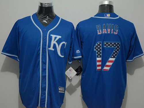 Royals #17 Wade Davis Blue USA Flag Fashion Stitched Jersey - Zenithce
