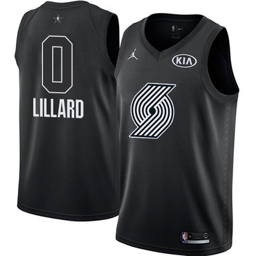 Blazers #0 Damian Lillard Black Jordan Swingman 2018 All-Star Game Jersey - Zenithce