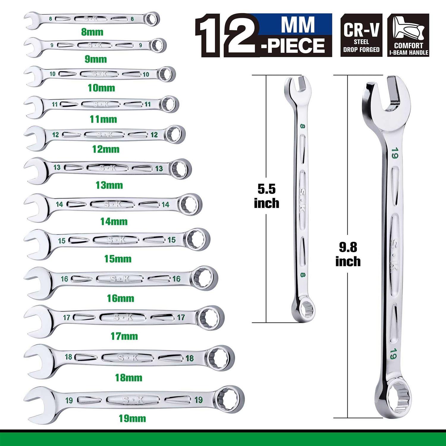 SK 91848 Fractional/Metric Socket Set with Universal Joint 48-Piece - Zenithce