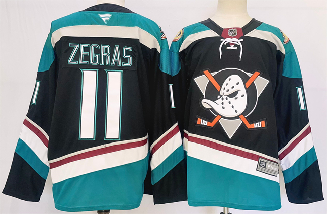 Anaheim Ducks #11 Trevor Zegras Black Teal 2024-25 Stitched Jersey - Zenithce