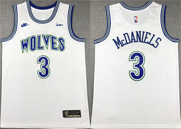 Minnesota Timberwolves #3 Jaden McDaniels White City Edition Stitched Jersey - Zenithce
