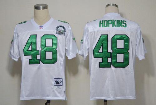 Mitchell And Ness Eagles #48 Wes Hopkins White Stitched Throwback Jersey - Zenithce