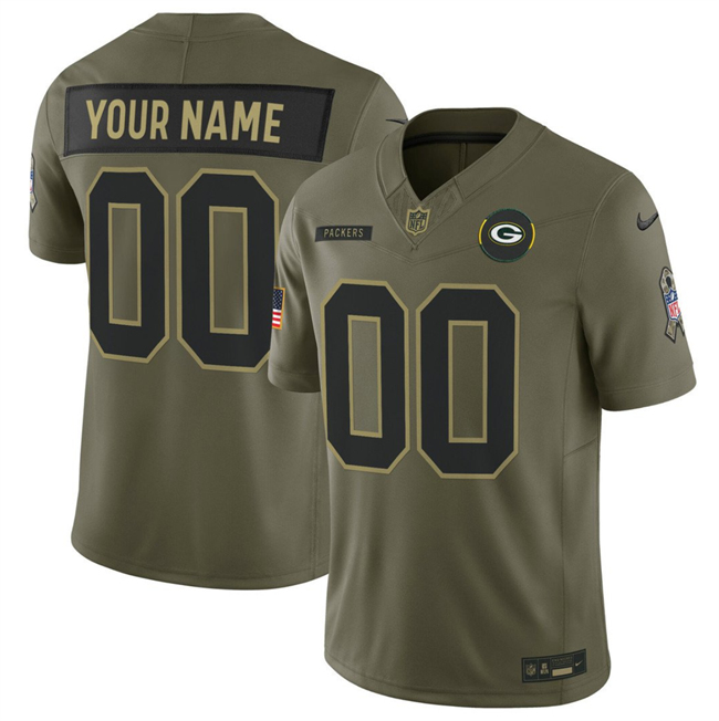 Green Bay Packers Custom Olive 2025 F.U.S.E. Salute to Service Limited Stitched Jersey - Zenithce