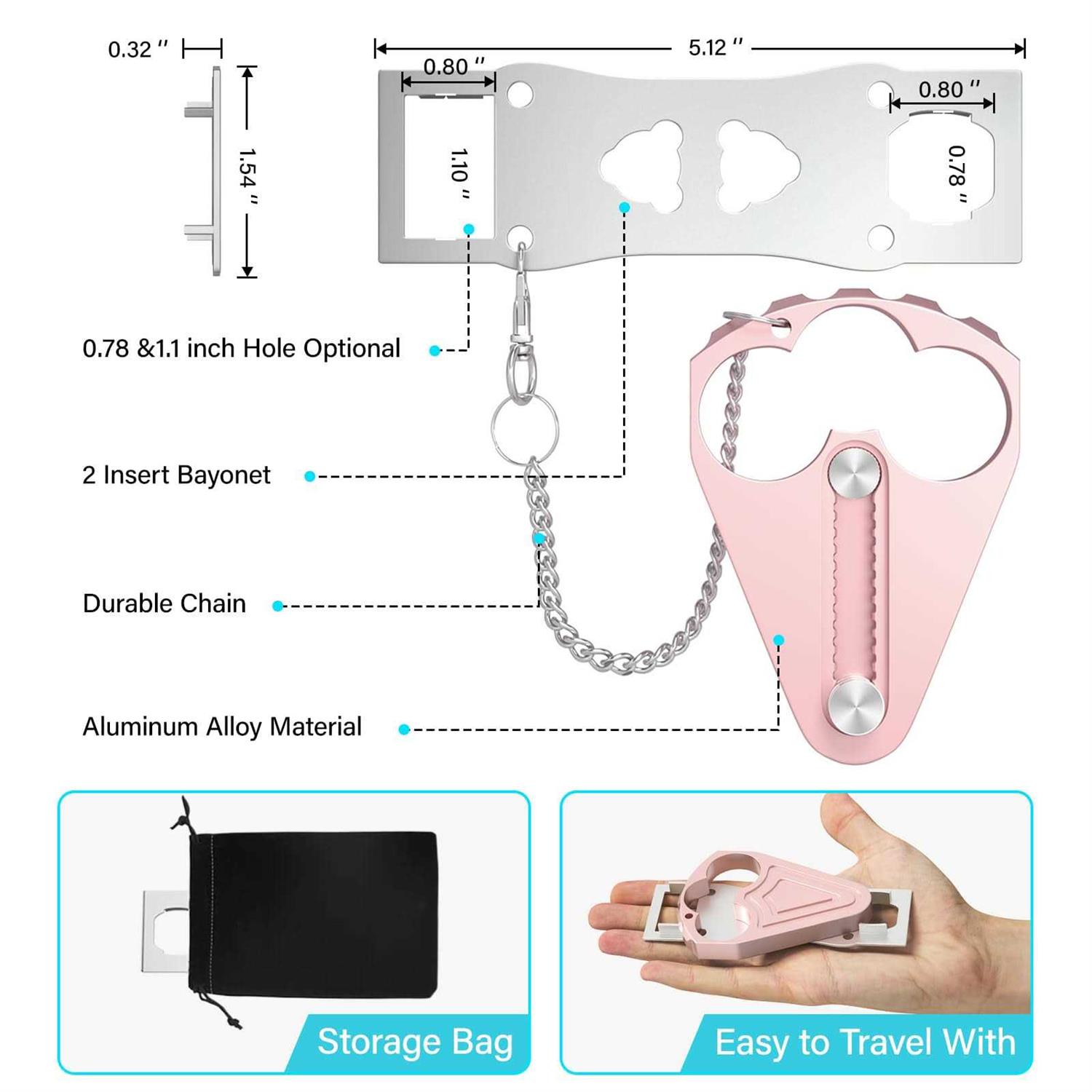 Portable Door Lock for Travel Improved Travel Door Lock Hotel Door Lock Apartment Security Device Door Perfect for Traveling Hotel Apartment - Zenithce