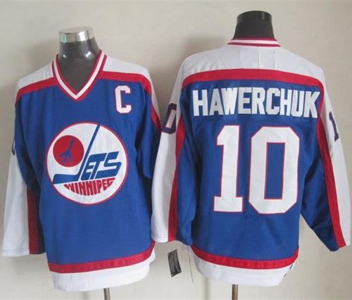Jets #10 Dale Hawerchuk Blue White CCM Throwback Stitched Jersey - Zenithce