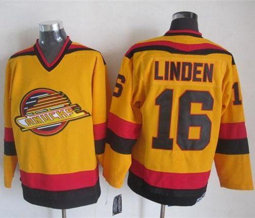 Canucks #16 Trevor Linden Gold CCM Throwback Stitched Jersey - Zenithce