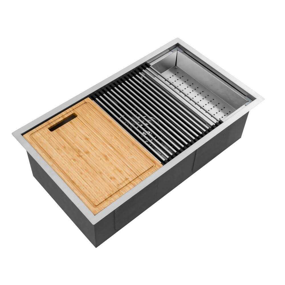 Glacier Bay All-in-One Undermount Stainless Steel Single Bowl Kitchen Workstation Sink with Accessories Kit - Zenithce