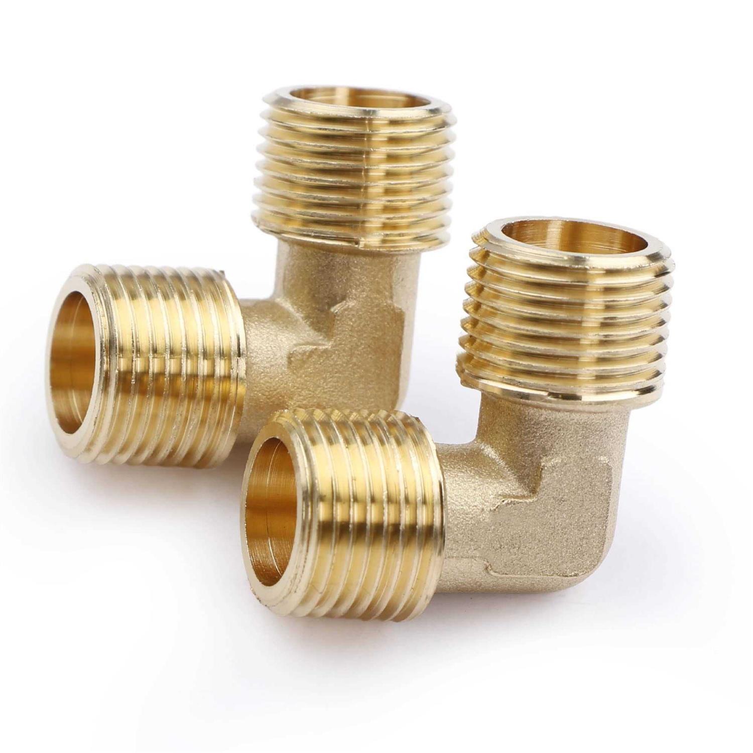 U.S. Solid 2pcs 90 Degree Barstock Street Elbow Brass Pipe Fitting NPT Male Pipe NPT Female - Zenithce