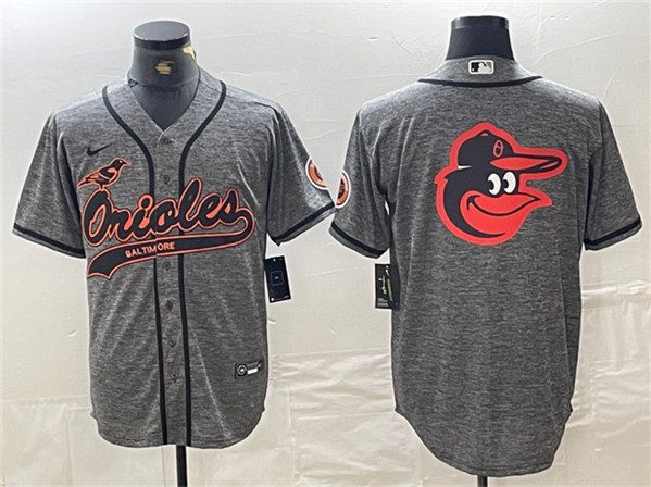 Baltimore Orioles Gray Team Big Logo Cool Base Stitched Jersey - Zenithce