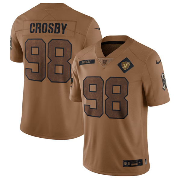 Las Vegas Raiders #98 Maxx Crosby 2023 Brown Salute To Service Limited Stitched Jersey - Zenithce