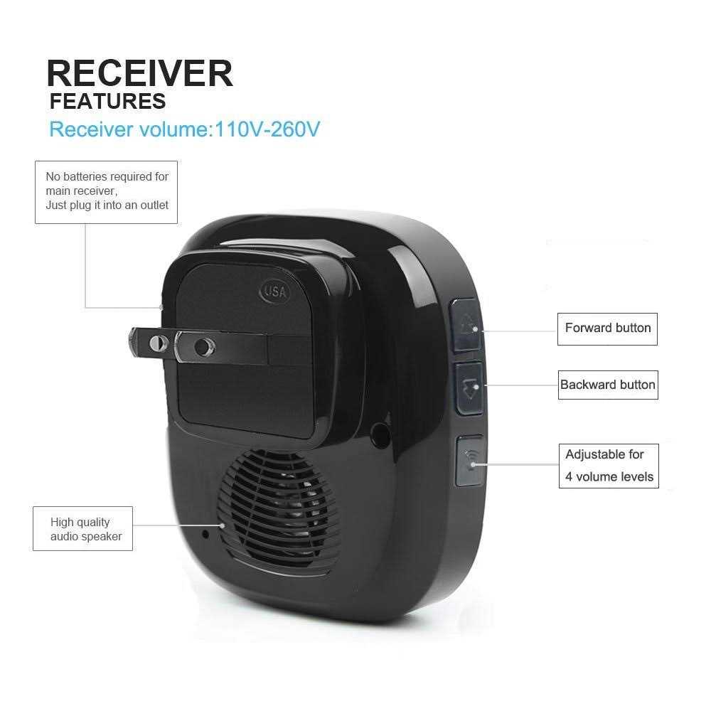 Wireless Doorbell kit Plug-in Receiver Waterproof Push Button with 1000 feet Operating Range - Zenithce