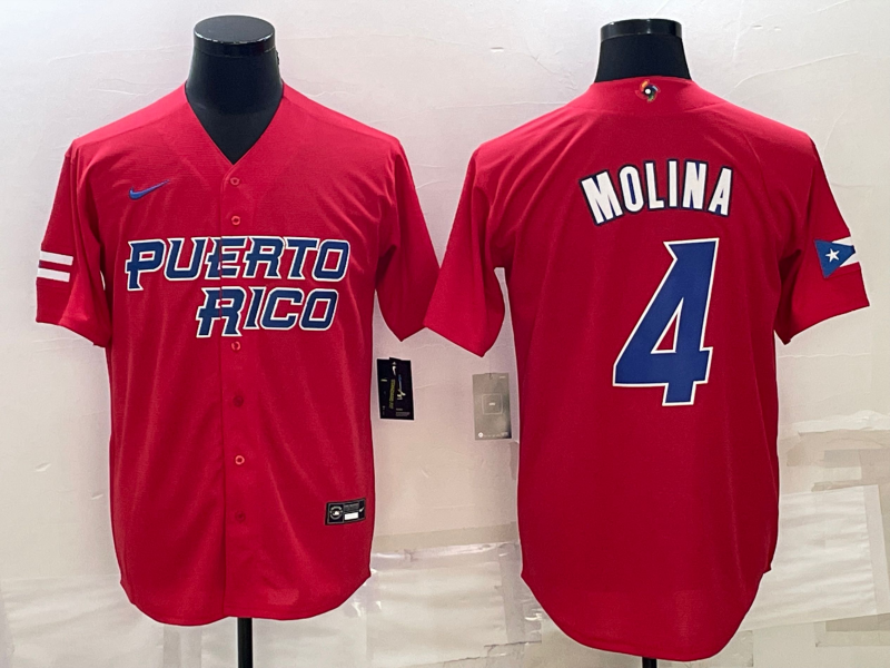 Puerto Rico #4 Yadier Molina 2023 Red World Classic Stitched Jersey - Zenithce