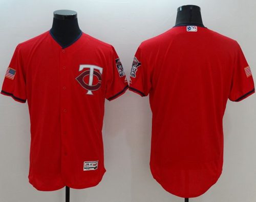 Twins Blank Red Fashion Stars Stripes Flexbase Authentic Stitched Jersey - Zenithce