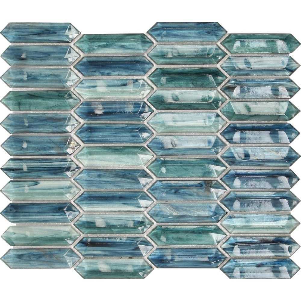 The Tile Life Seaglass Picket 14 X 12 Glass Mosaic Wall Tile - Zenithce