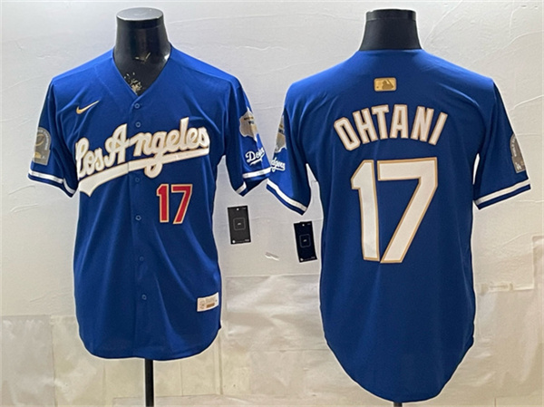 Los Angeles Dodgers #17 Shohei Ohtani Royal 2026 Gold Collection 9x B2B Champs Patch Stitched Jersey - Zenithce