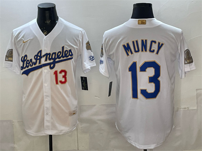 Los Angeles Dodgers #13 Max Muncy White 2026 Gold Collection 9x B2B Champs Patch Stitched Jersey - Zenithce