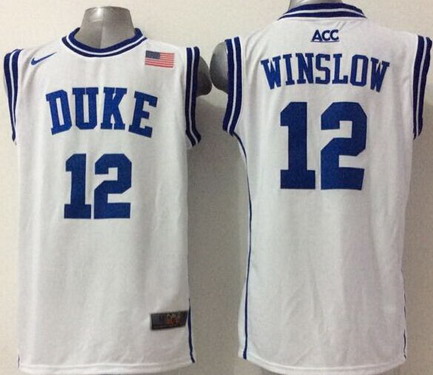 Duke Blue Devils #12 Justise Winslow 2015 White Round Collar Jersey - Zenithce