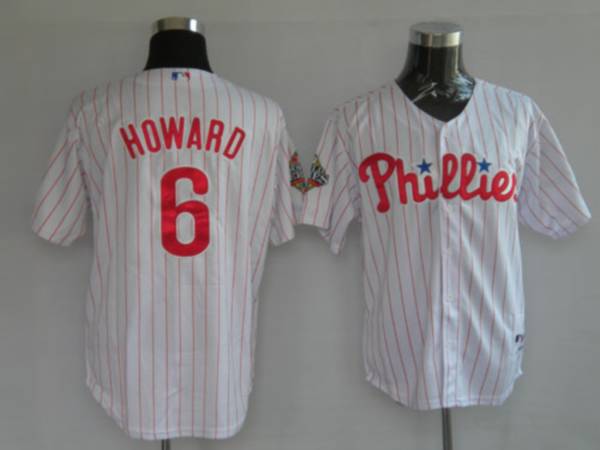 Phillies #6 Ryan Howard Stitched White Red Strip Jersey - Zenithce