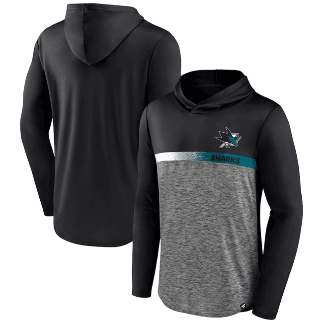 San Jose Sharks Black Podium Defender Pullover Hoodie - Zenithce