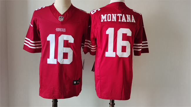 San Francisco 49ers #16 Joe Montana Red 2023 F.U.S.E. Vapor Untouchable Limited Stitched Jersey - Zenithce