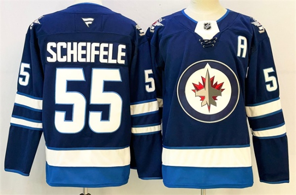 Winnipeg Jets #55 Mark Scheifele Navy 2024-25 With A Patch Home Stitched Jersey - Zenithce