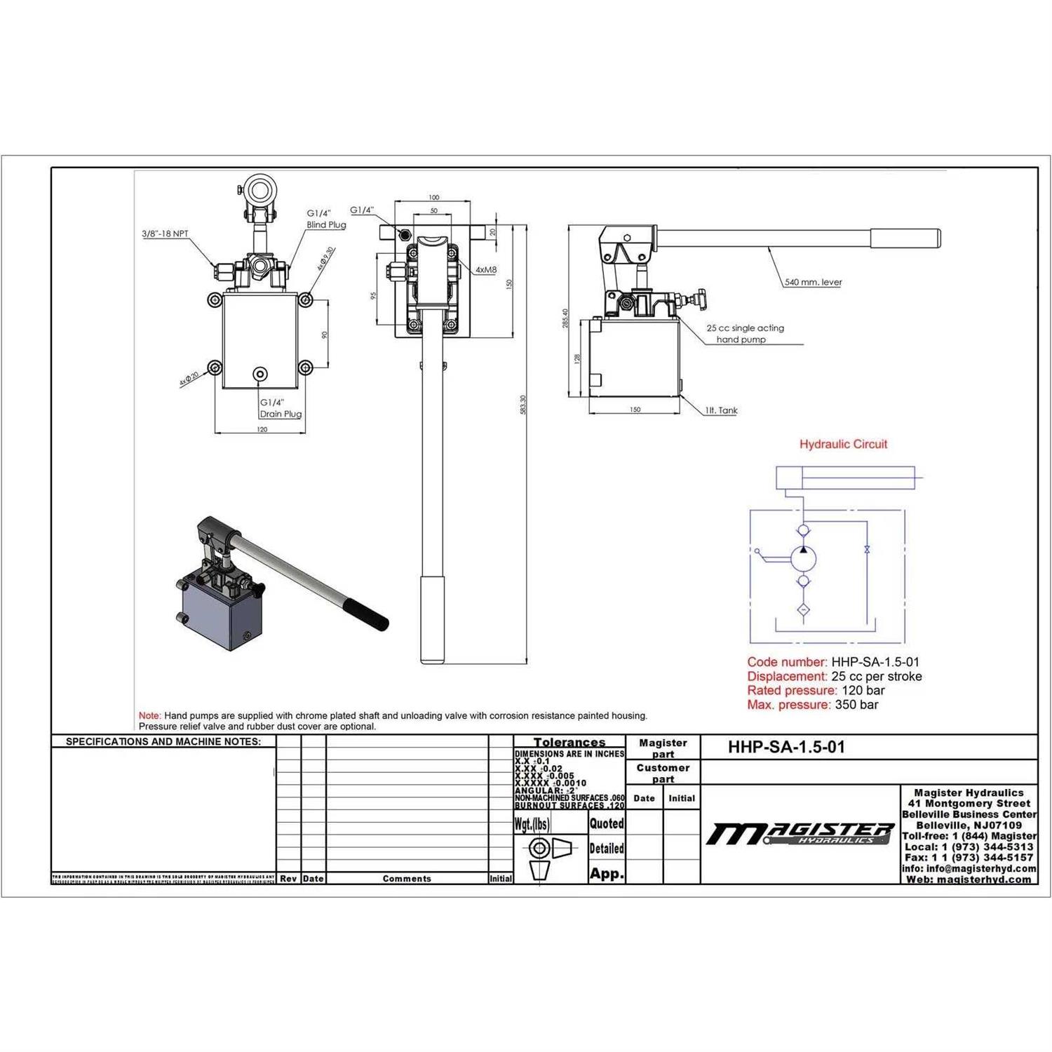 Magister Hydraulics Magister double acting Hydraulic Pump hand Operated Hydraulic Pump CID with changeover Value - Zenithce