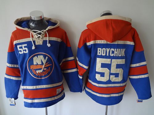 Islanders #55 Johnny Boychuk Baby Blue Sawyer Hooded Sweatshirt Stitched Jersey - Zenithce