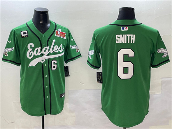 Philadelphia Eagles #6 DeVonta Smith Green 2025 Super Bowl LIX And 3-Star C Patch Stitched Jersey - Zenithce
