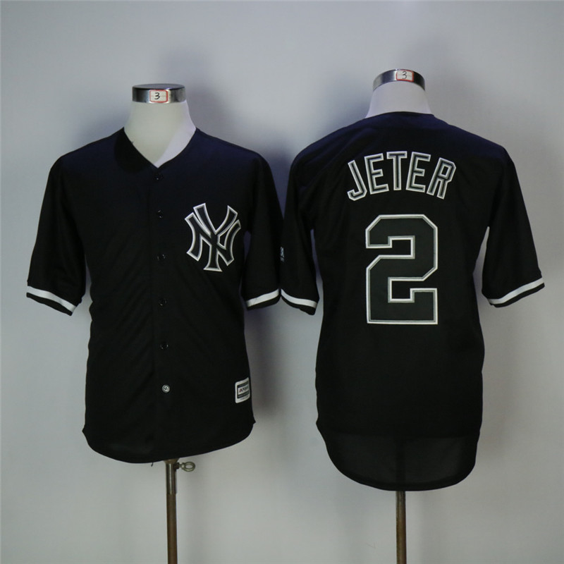 New York Yankees #2 Derek Jeter Black Cool Base Stitched Jersey - Zenithce