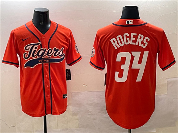 Detroit Tigers #34 Jake Rogers Orange With Patch Cool Base Stitched Jersey - Zenithce