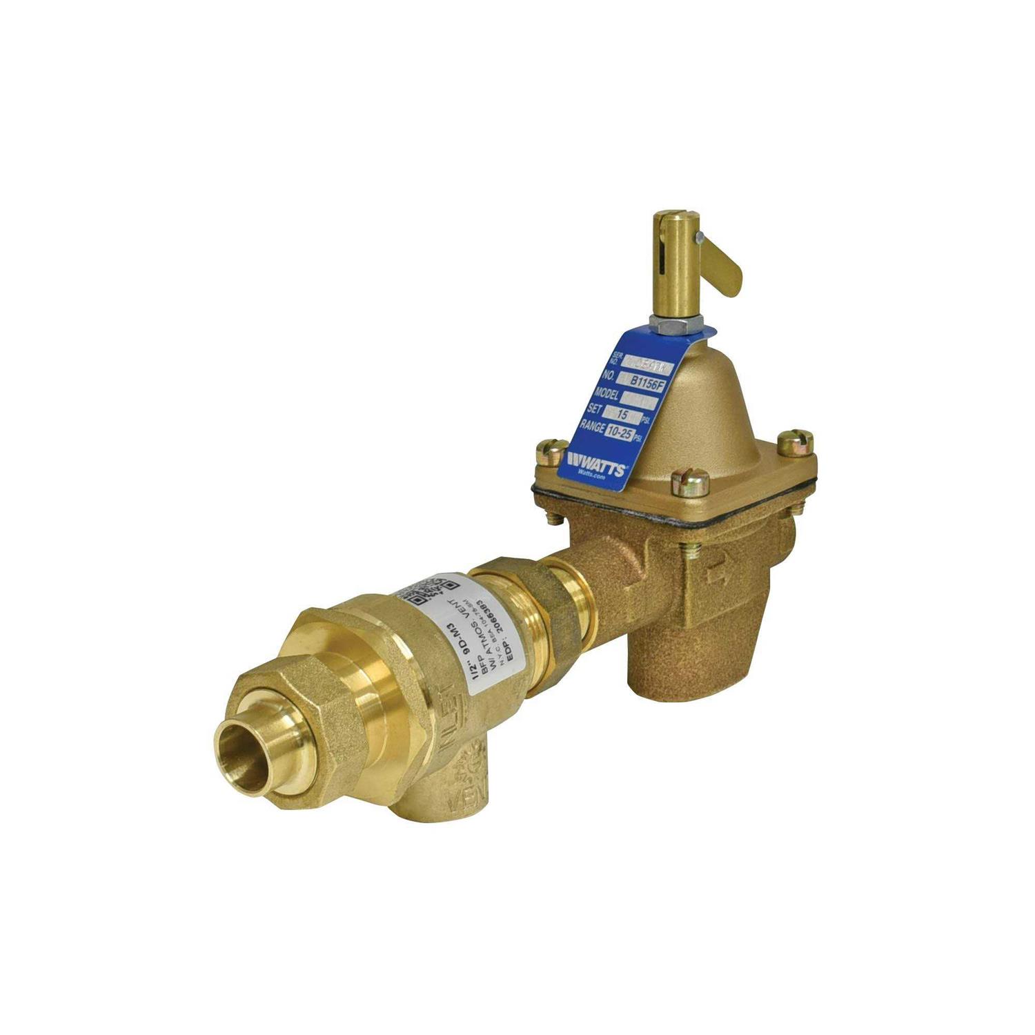 Watts 0386421 TB1156F 1/2 Bronze High Capacity Feed Water Pressure Regulator - Zenithce