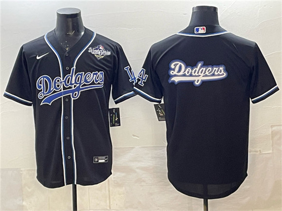 Los Angeles Dodgers Team Big Logo Black Fashion 2025 World Series Cool Base Stitched Jersey - Zenithce