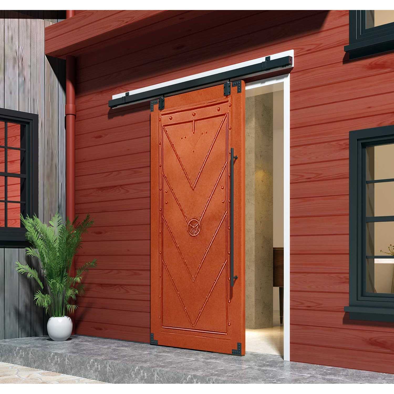 DIYHD M0083 Rail Heavy Duty Barn Hardware Interior Outside Door Sliding M0083-5FT - Zenithce